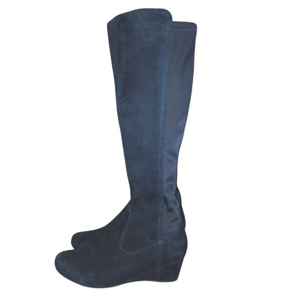 Rockport Black Suede Knee High Boots Women's Tall Black Wedge Boots size 5 - Picture 6 of 13